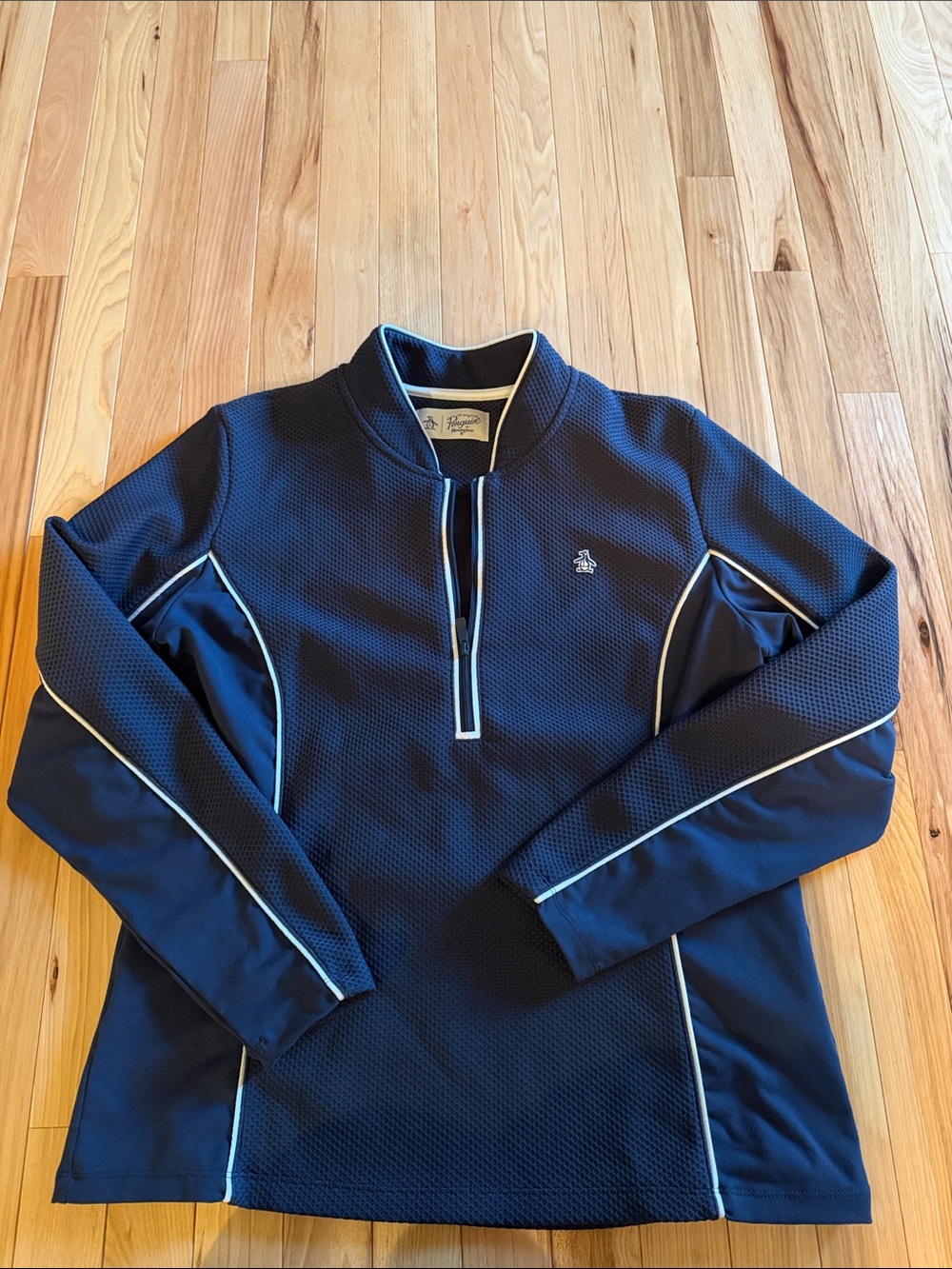 Original Penguin Navy Half-Zip Pullover with White Piping NWOT